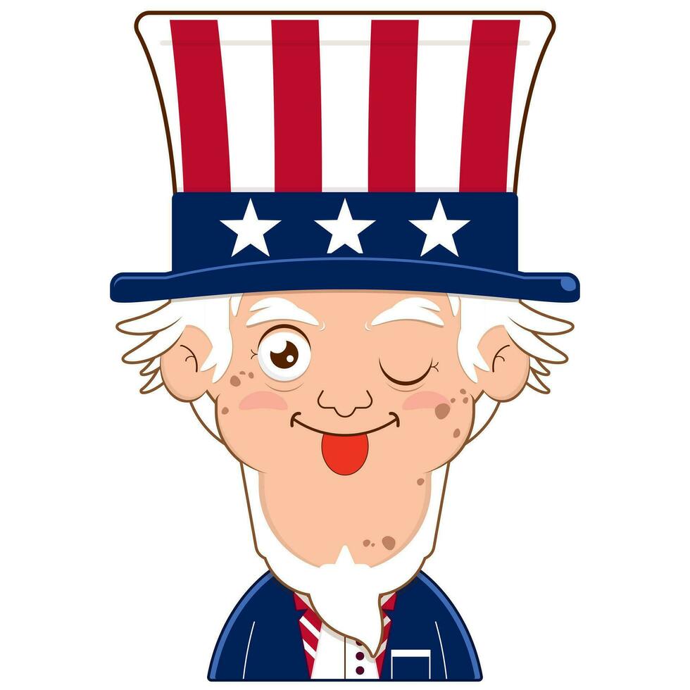 uncle sam playful face cartoon cute for Independence Day vector