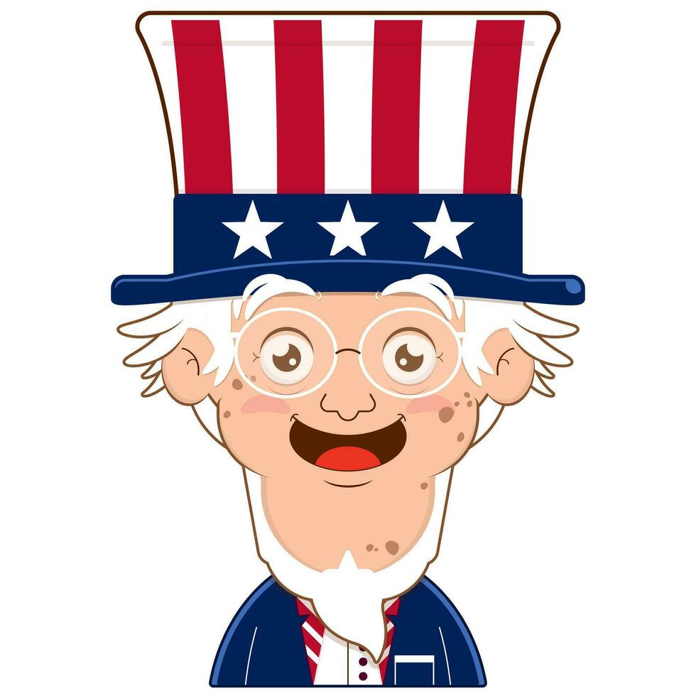 uncle sam happy face cartoon cute for Independence Day vector