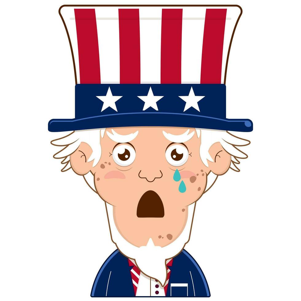 uncle sam surprised face cartoon cute for Independence Day vector
