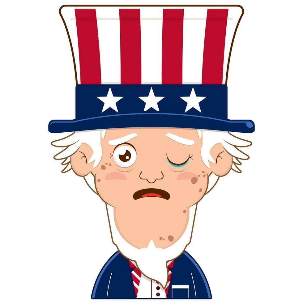 uncle sam crying and scared face cartoon cute for Independence Day vector