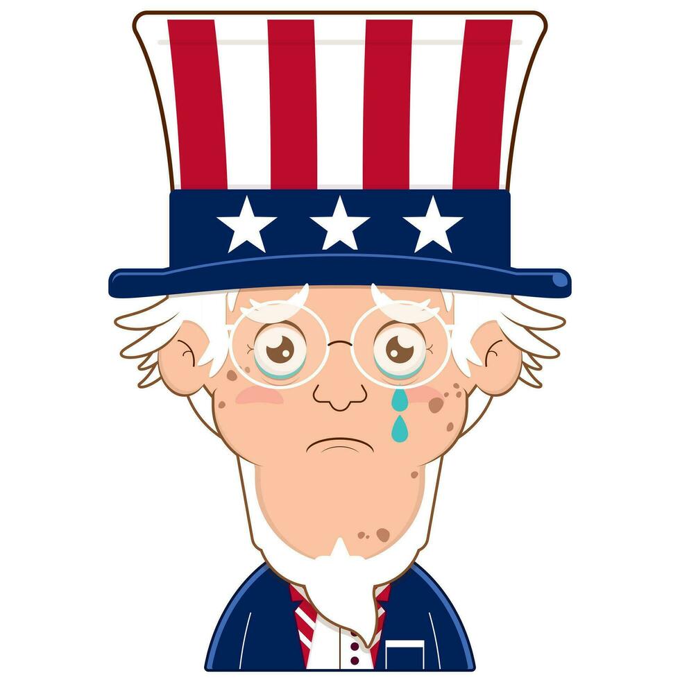 uncle sam crying and scared face cartoon cute for Independence Day vector