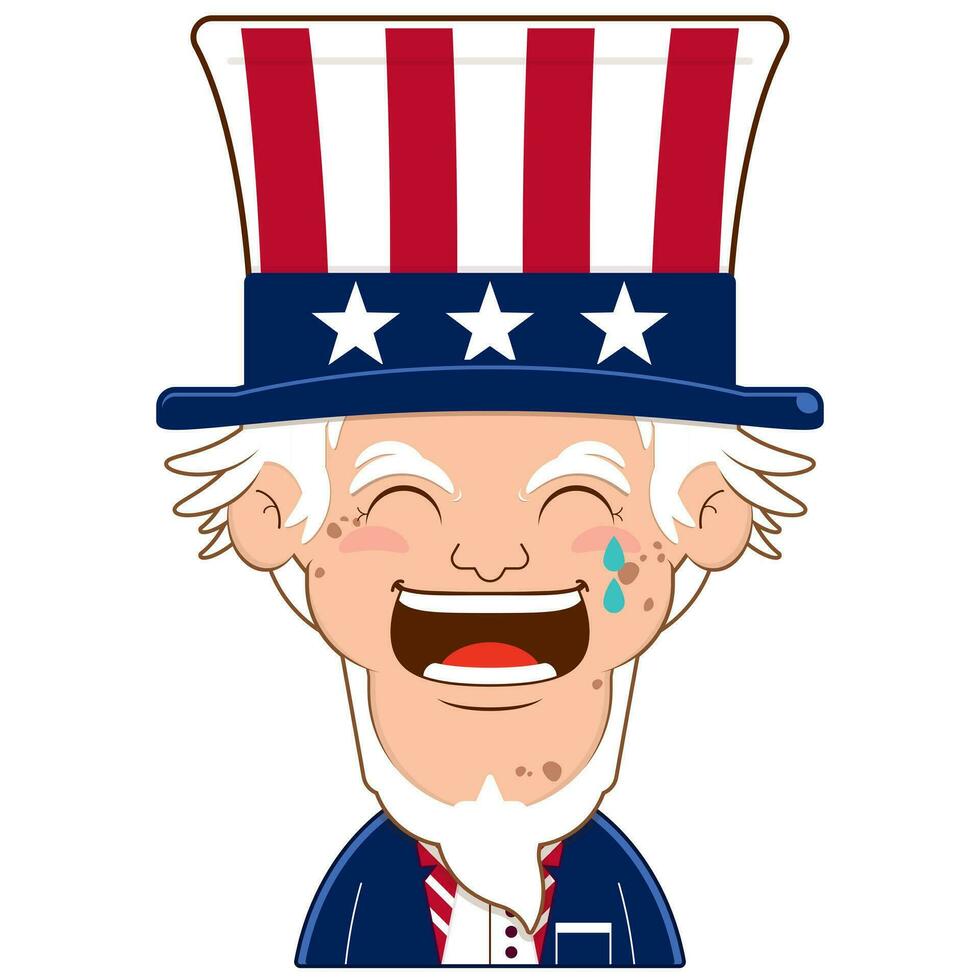 uncle sam laughing face cartoon cute for Independence Day vector
