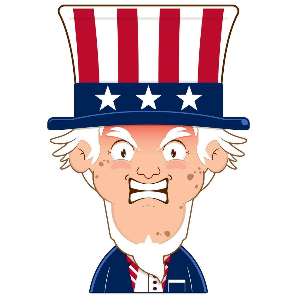 uncle sam angry face cartoon cute for Independence Day vector