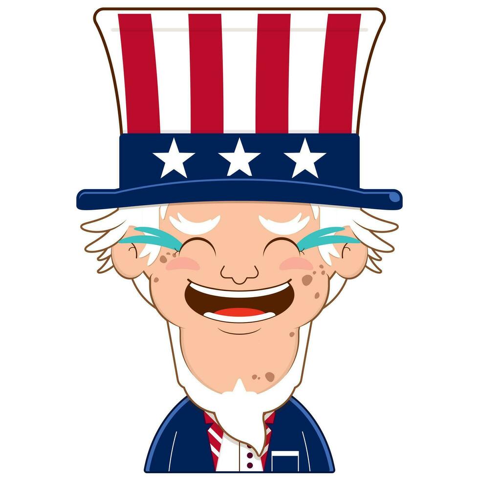 uncle sam laughing face cartoon cute for Independence Day vector