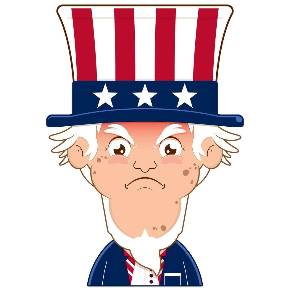 uncle sam angry face cartoon cute for Independence Day vector