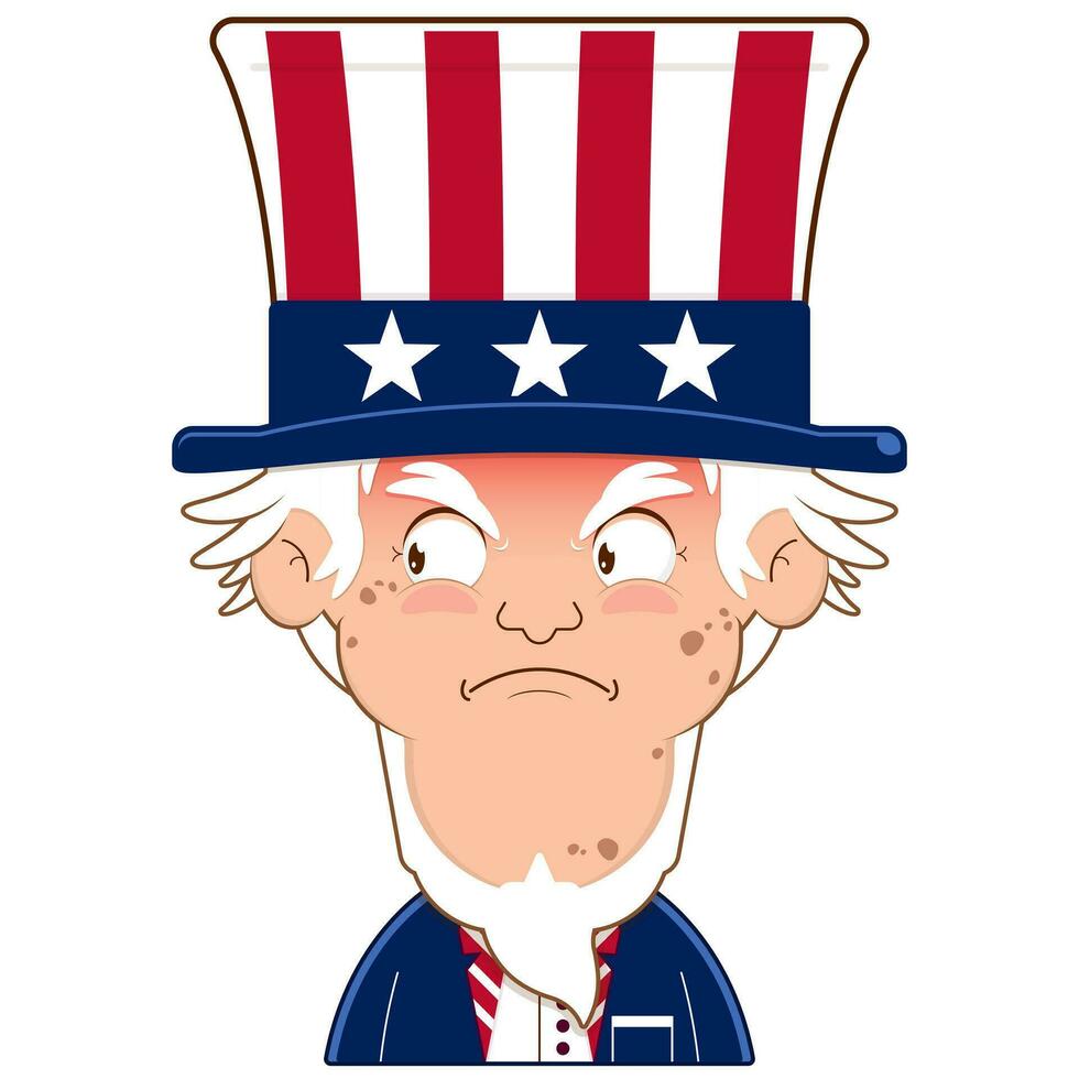 uncle sam angry face cartoon cute for Independence Day vector
