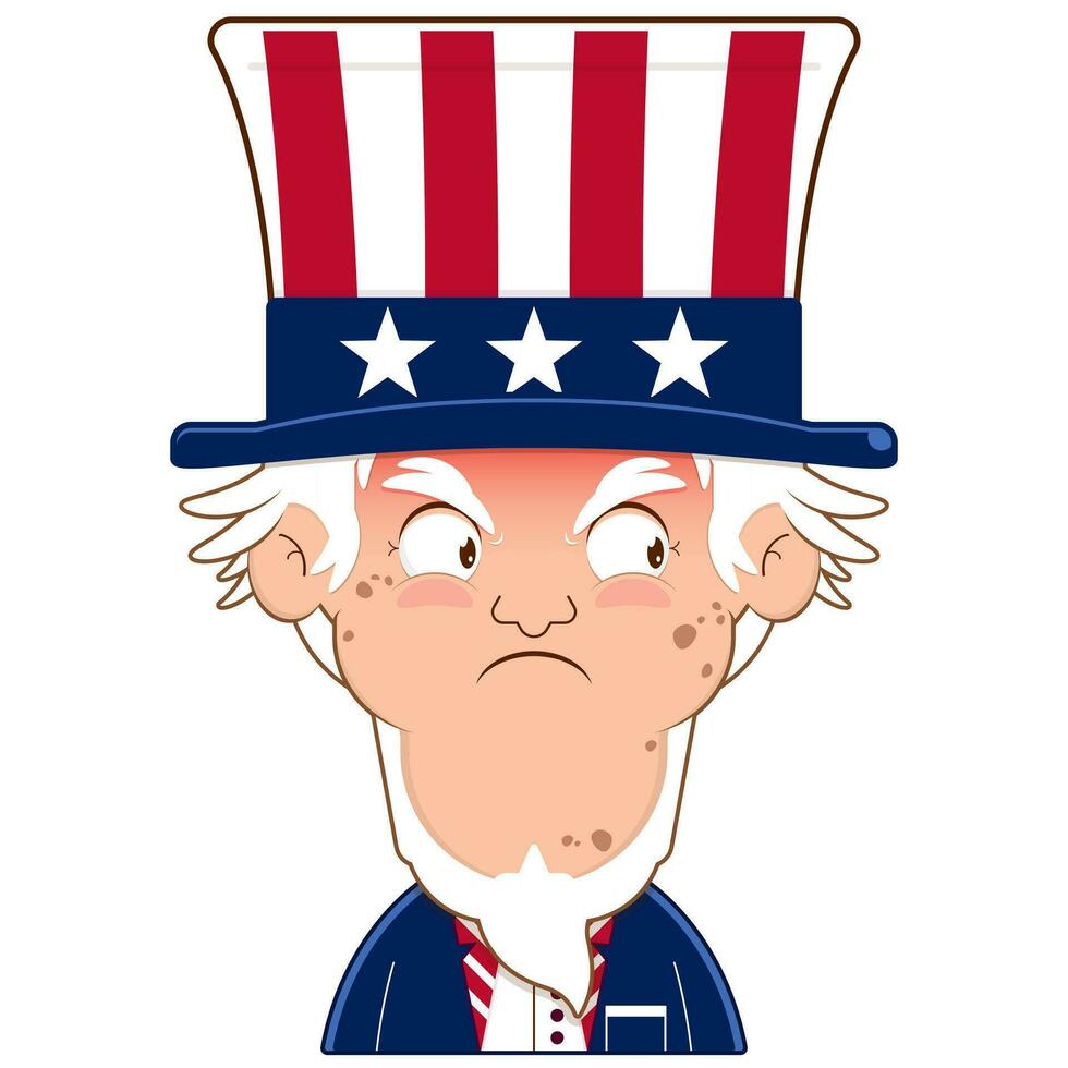 uncle sam angry face cartoon cute for Independence Day vector