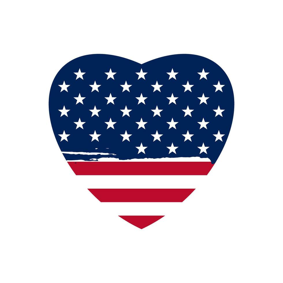 America corazón diseño celebracion para independencia día vector