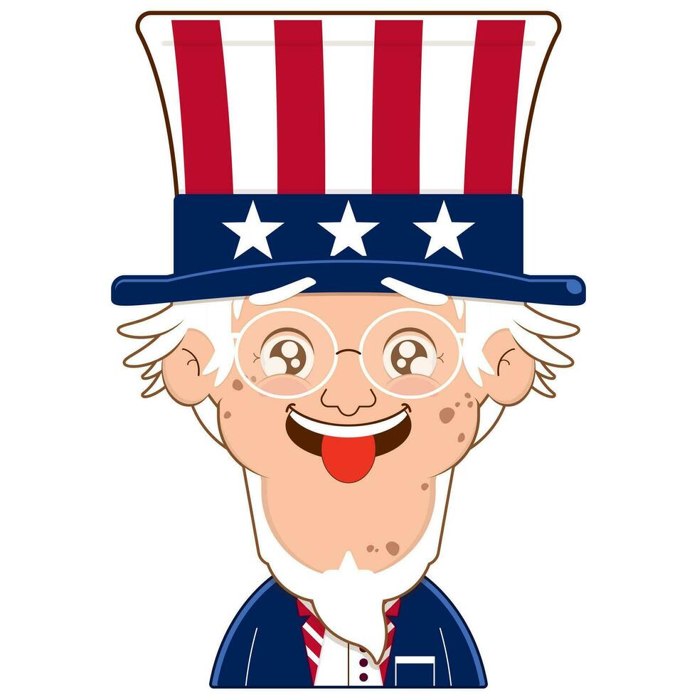 uncle sam playful face cartoon cute for Independence Day vector