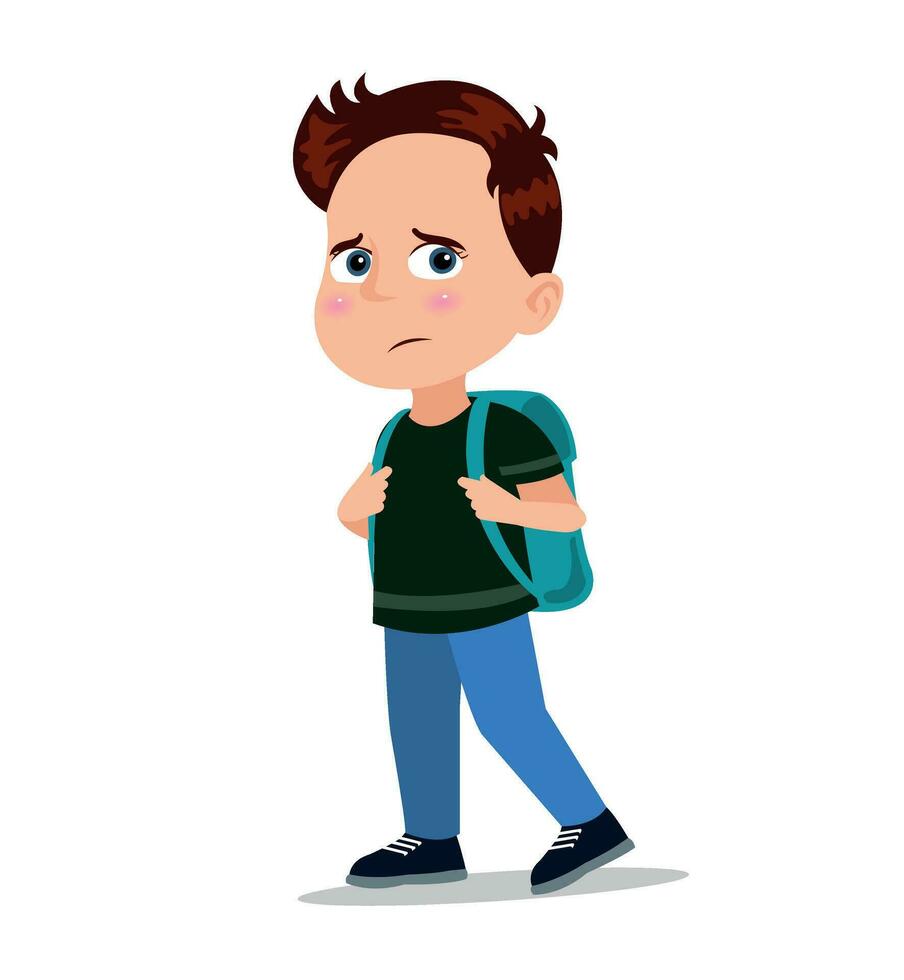 Cute little boy with a backpack. Vector illustration in cartoon style.