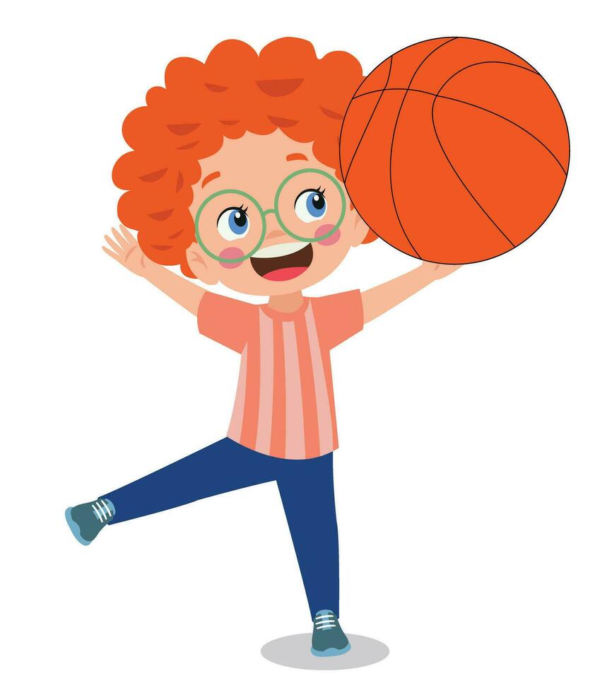 Cute little basketball player girl spinning Vector Image