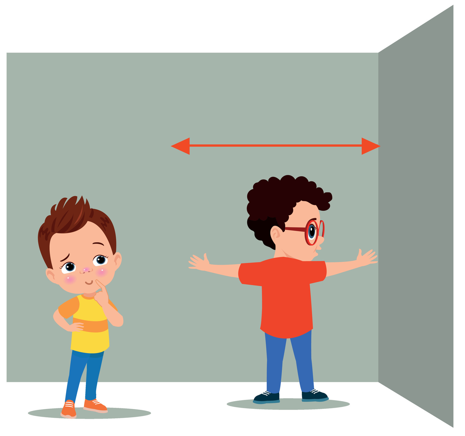 cute little boy measure length using hand span 25515896 Vector Art at