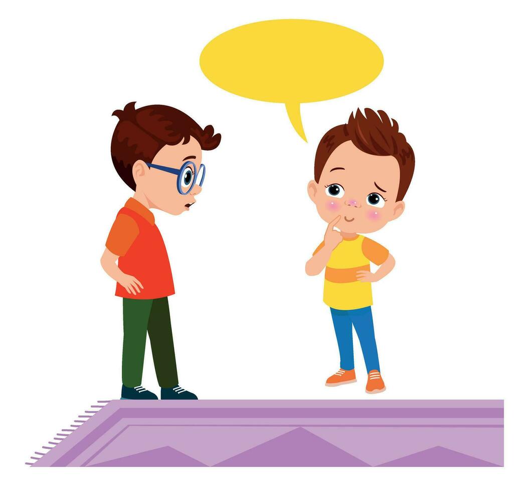 cute little boy measure length using foot step vector