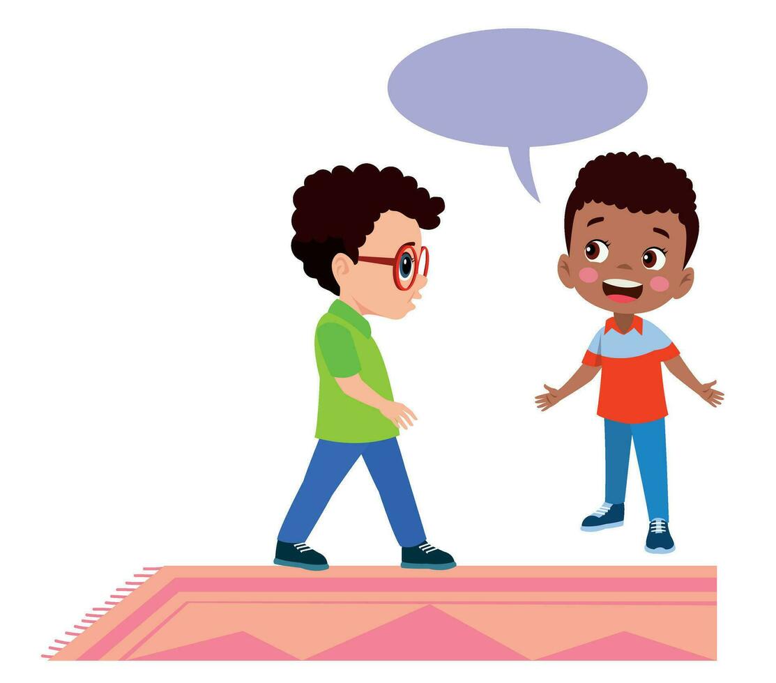 cute little boy measure length using foot step vector