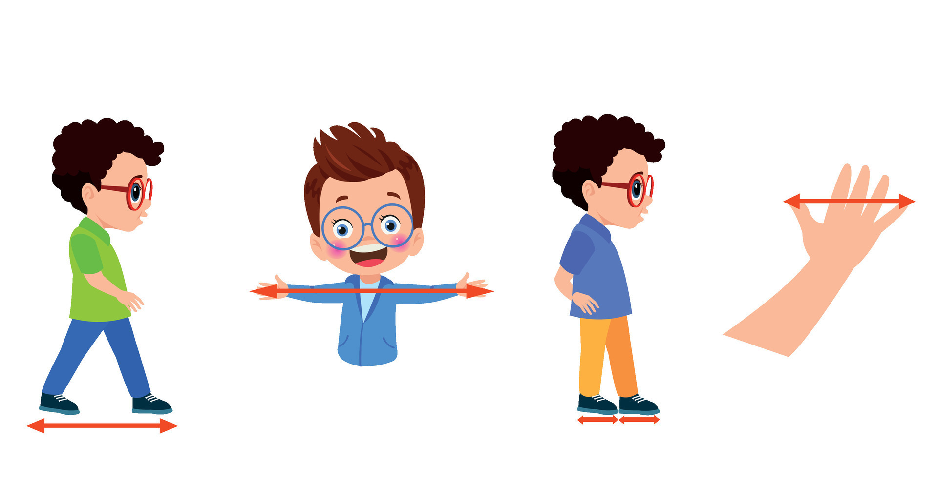 cute little boy measure length using hand span 25515913 Vector Art at