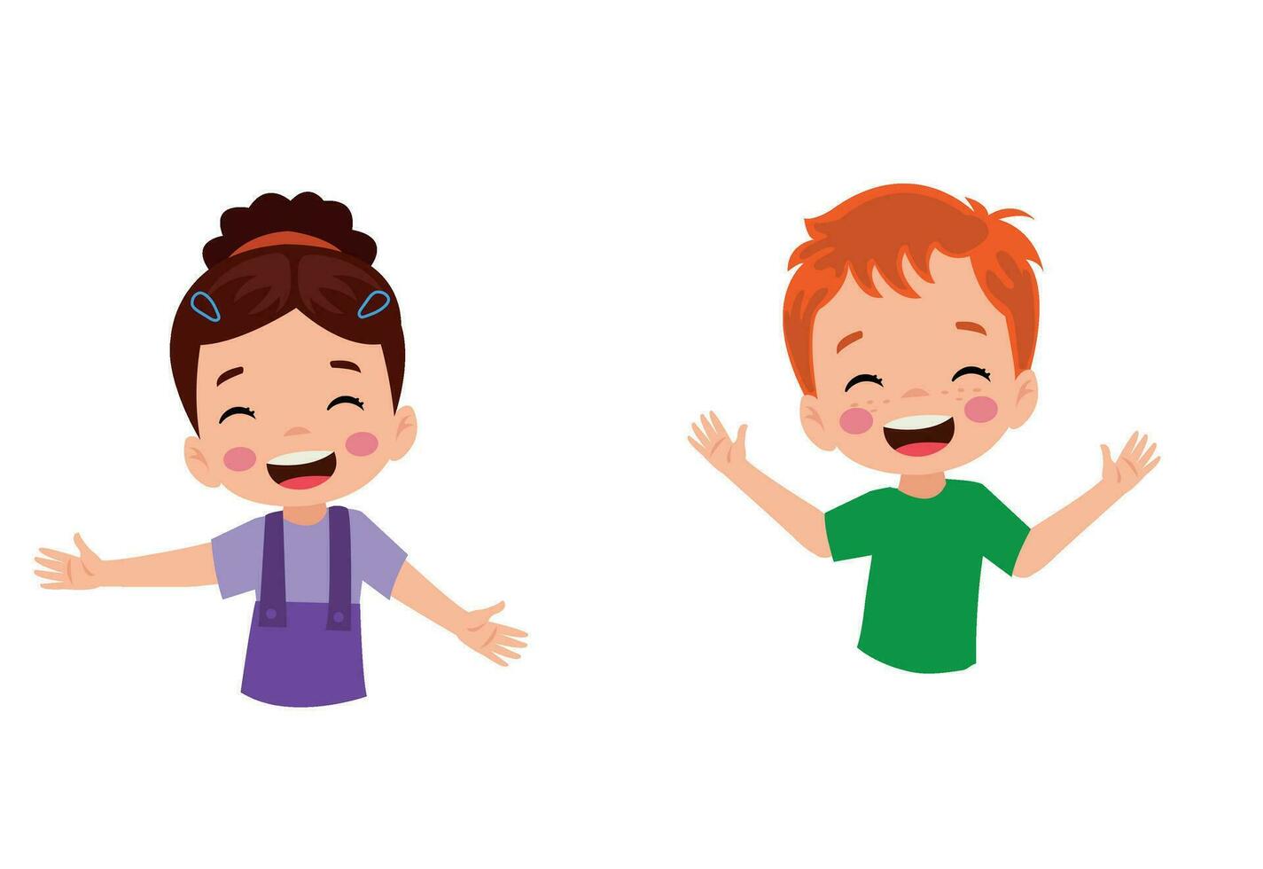 little kid hug best friend and feel happy vector