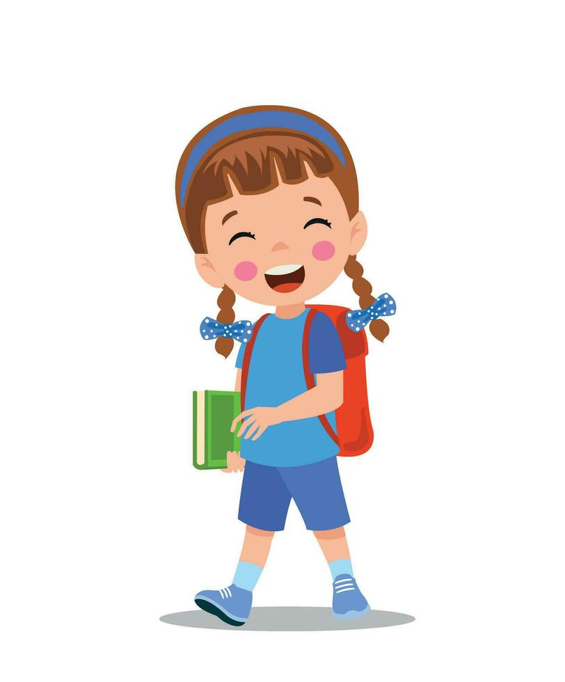 cute boy walking to school vector