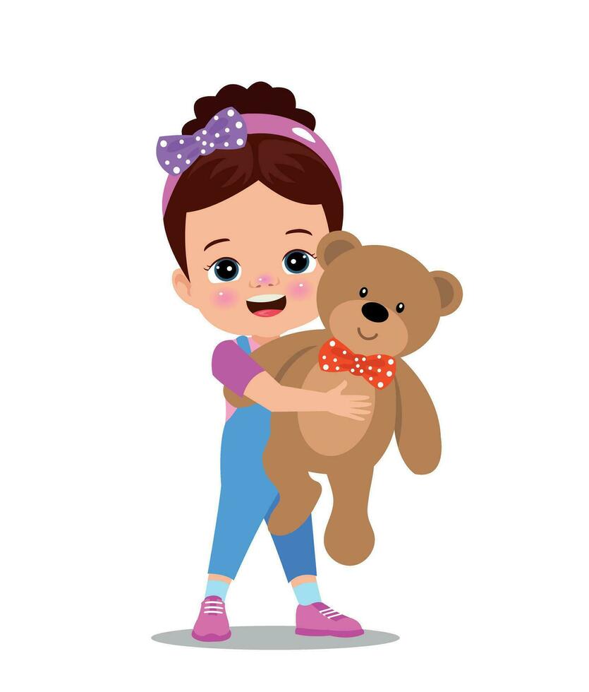 A boy is holding a teddy bear vector