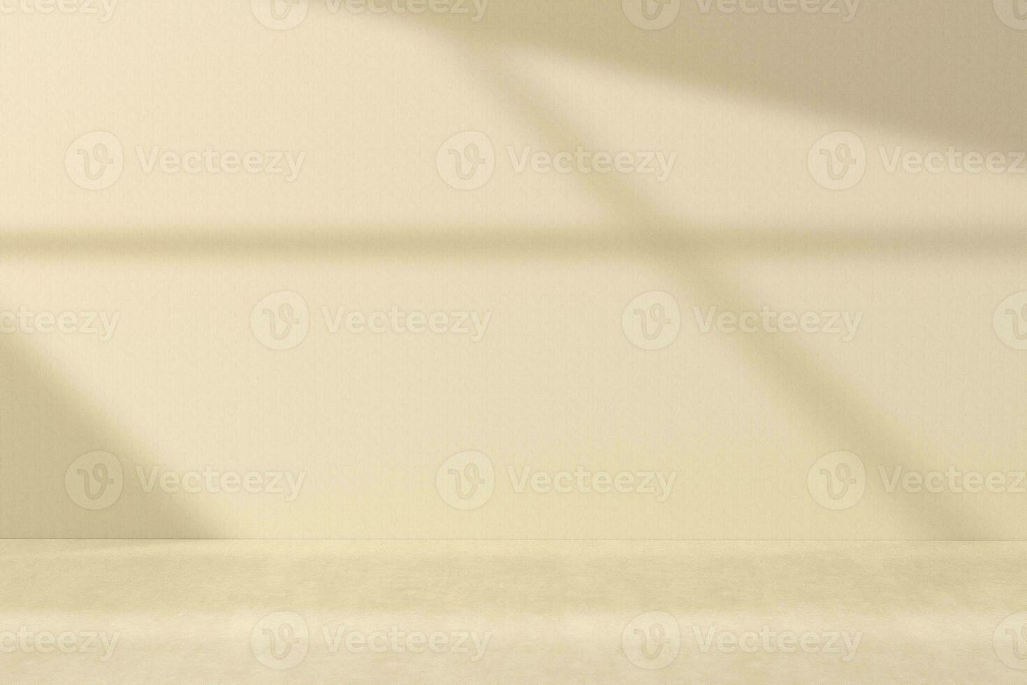 Sunlight from the window with shadow on the beige wall for product presentation photo