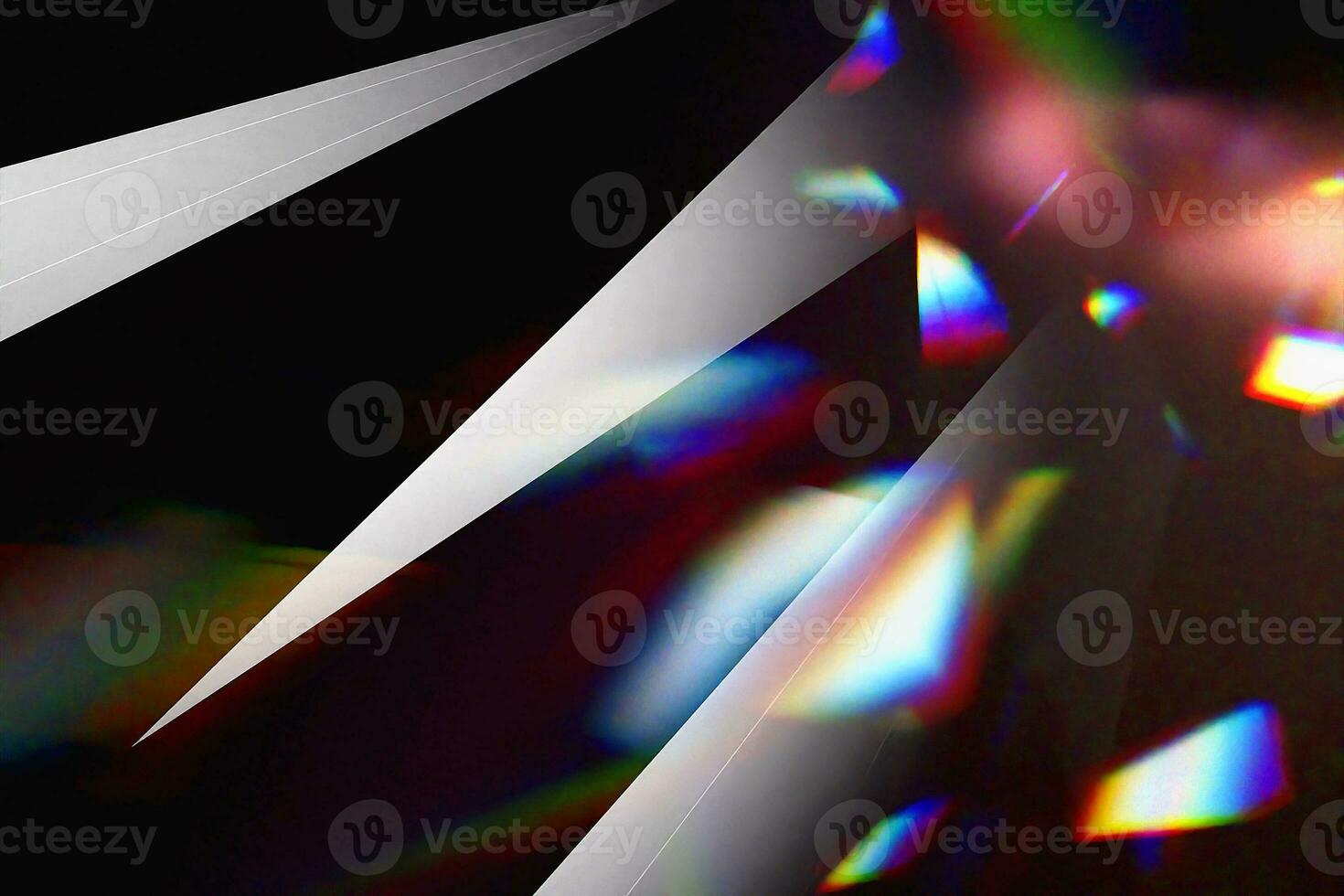 Light rays prism rainbow refraction dark background overlay photo