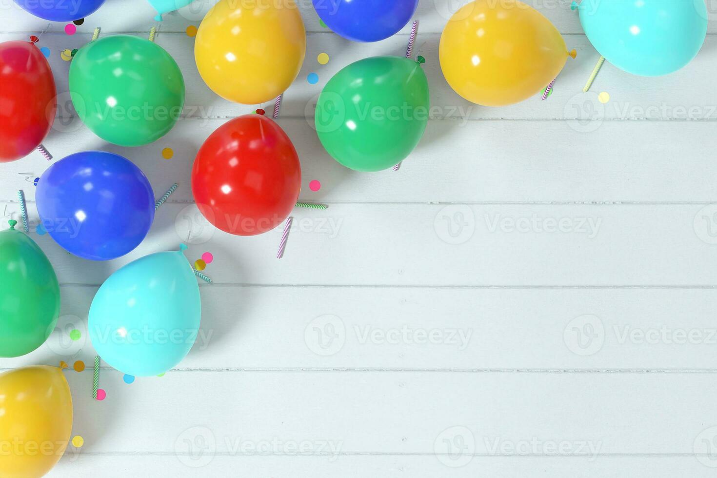 Colorful balloons party background corner composition photo