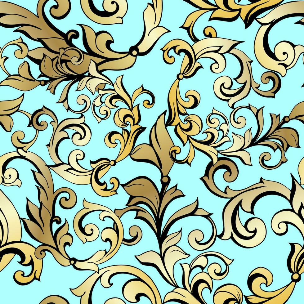 Vector damask vintage baroque scroll ornament swirl. Victorian monogram heraldic shield swirl. Retro floral leaf pattern border foliage antique acanthus calligraphy engraved tattoo. seamless pattern