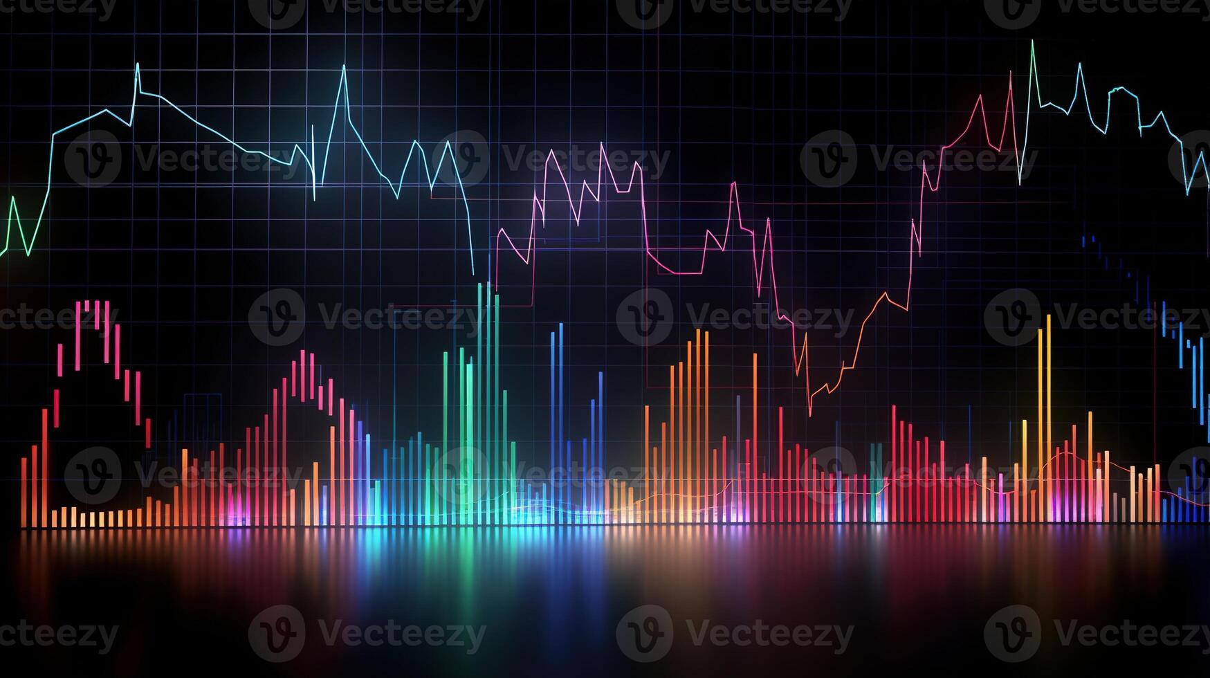 , stock market chart lines, financial graph on technology abstract background represent financial crisis, financial meltdown. Technology concept, trading market concept. photo