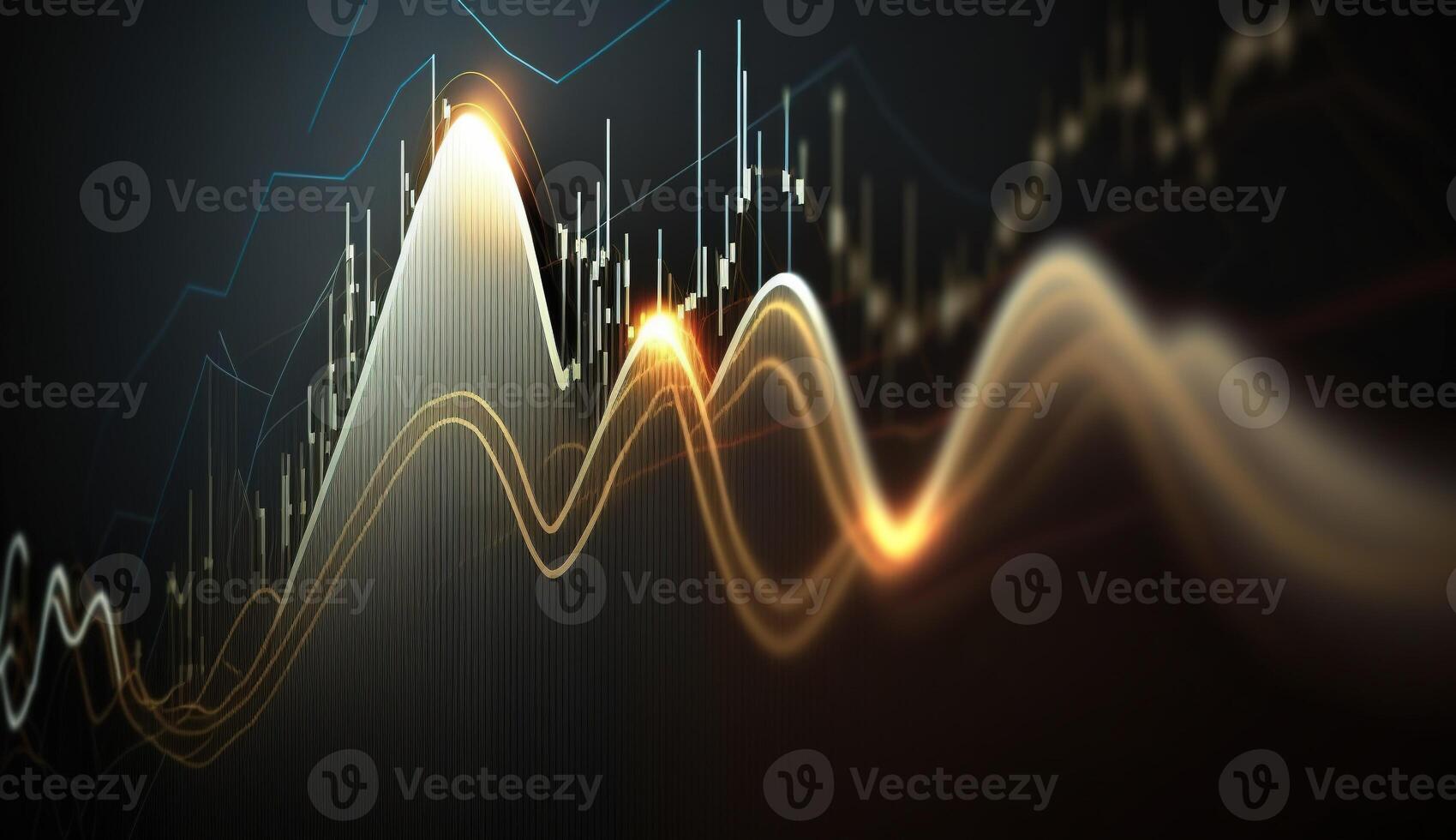 Generative AI, stock market chart lines, financial graph on technology abstract background represent financial crisis, financial meltdown. Technology concept, trading market concept. photo