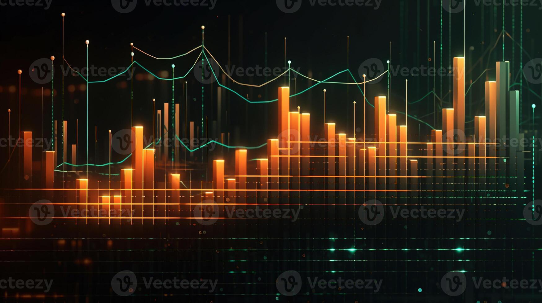 , stock market chart lines, financial graph on technology abstract background represent financial crisis, financial meltdown. Technology concept, trading market concept. photo