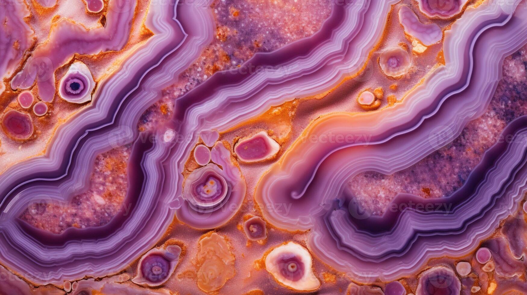 , natural volcanic agate stones close-up light digital lavender and golden texture. Wallpaper background, quartz marble, decorative rock pattern photo