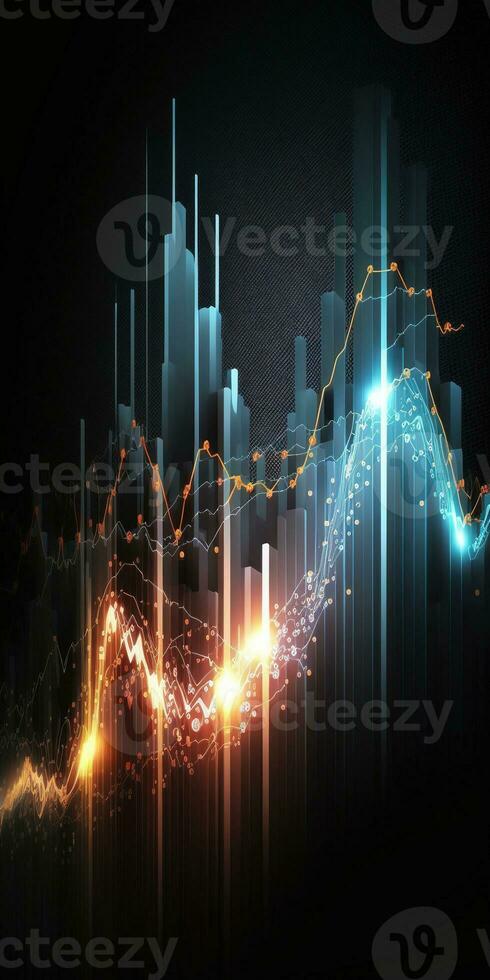 Generative AI, stock market chart lines, financial graph on technology abstract background represent financial crisis, financial meltdown. Technology concept, trading market concept.. photo