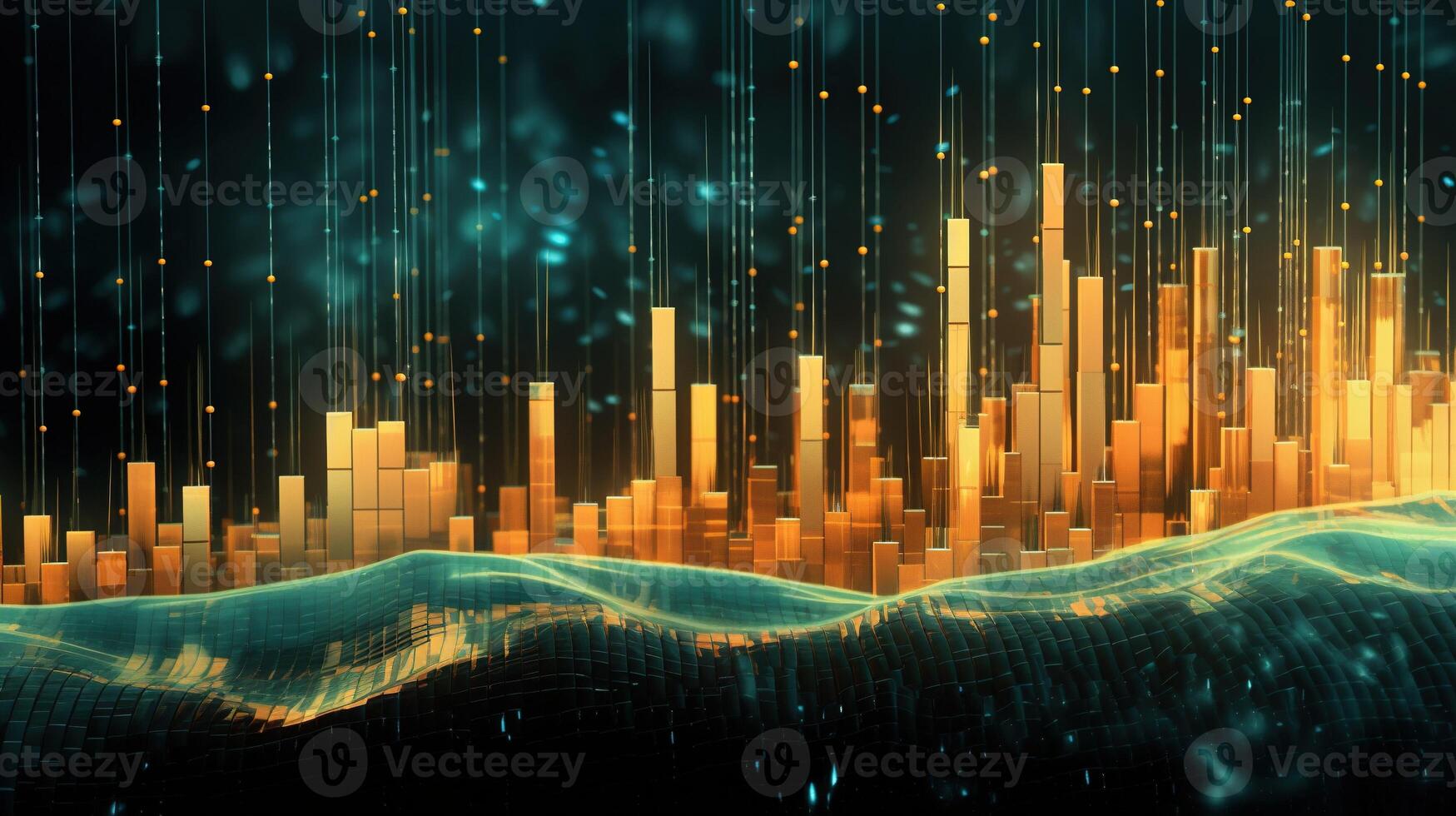 , stock market chart lines, financial graph on technology abstract background represent financial crisis, financial meltdown. Technology concept, trading market concept. photo