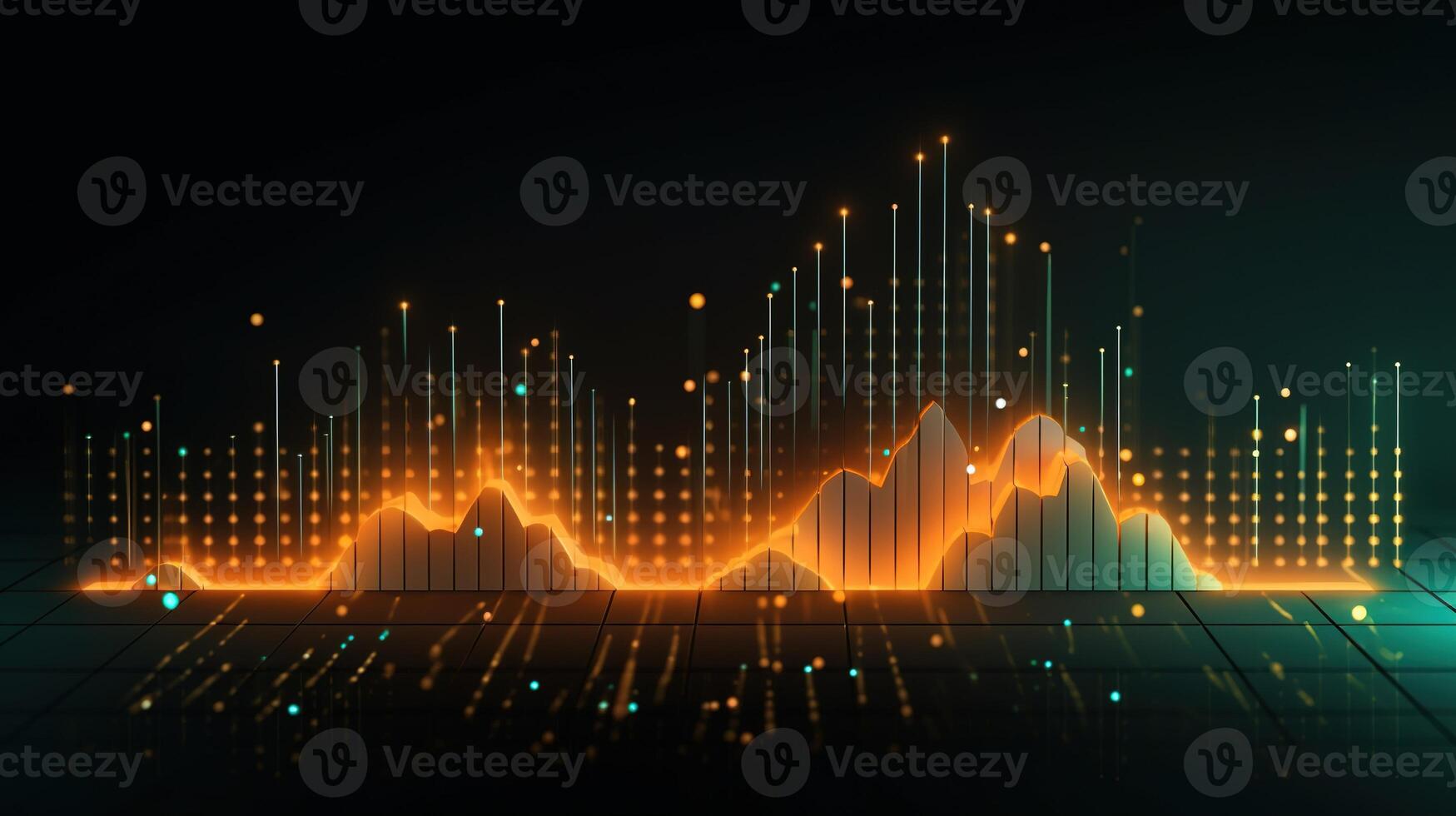 Generative AI, stock market chart lines, financial graph on technology abstract background represent financial crisis, financial meltdown. Technology concept, trading market concept. photo