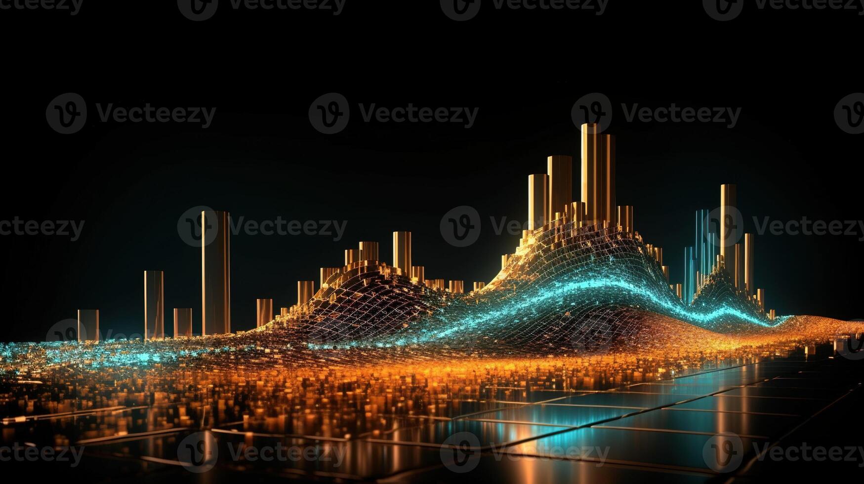 , stock market chart lines, financial graph on technology abstract background represent financial crisis, financial meltdown. Technology concept, trading market concept. photo