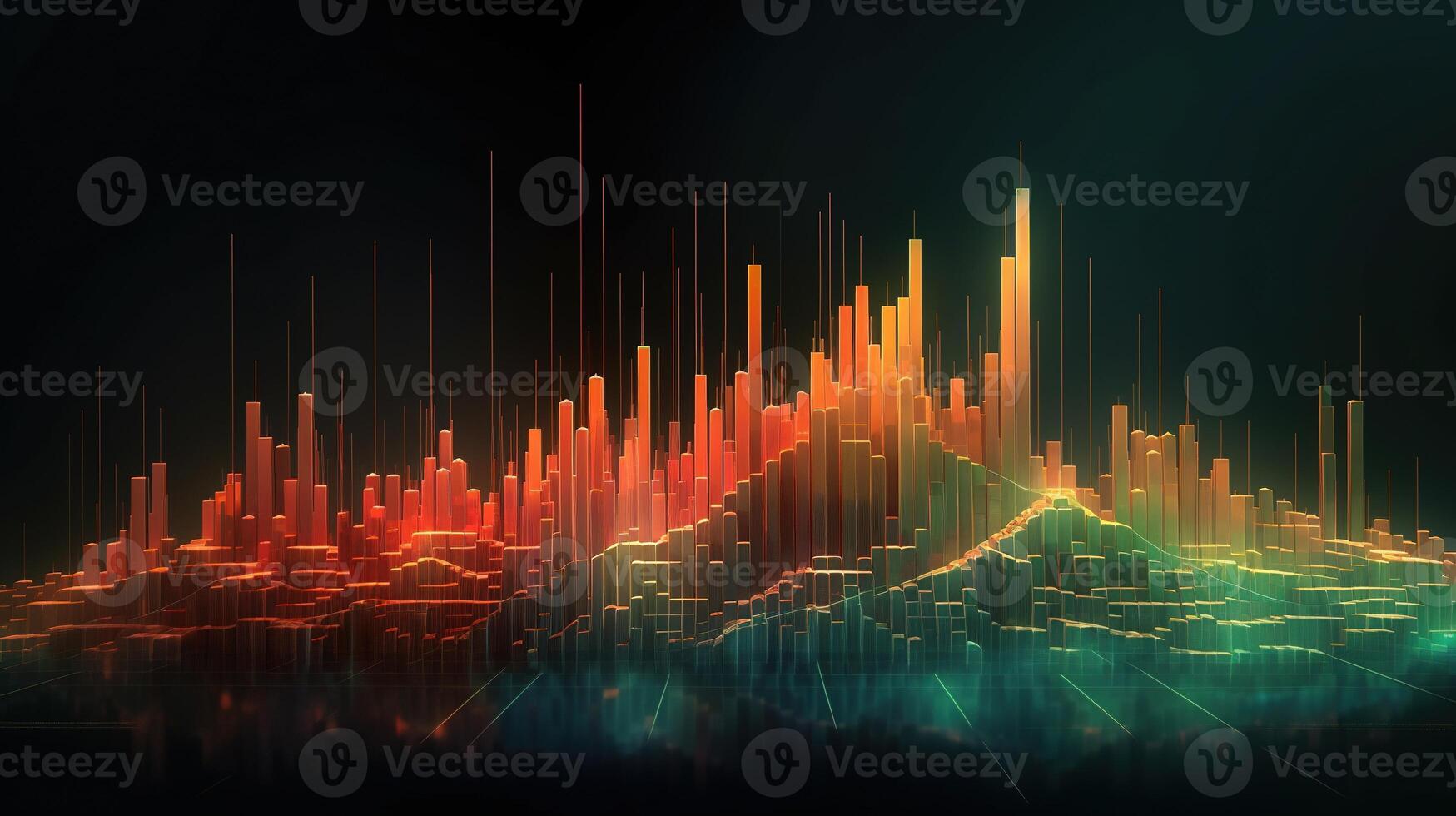 Generative AI, stock market chart lines, financial graph on technology abstract background represent financial crisis, financial meltdown. Technology concept, trading market concept. photo