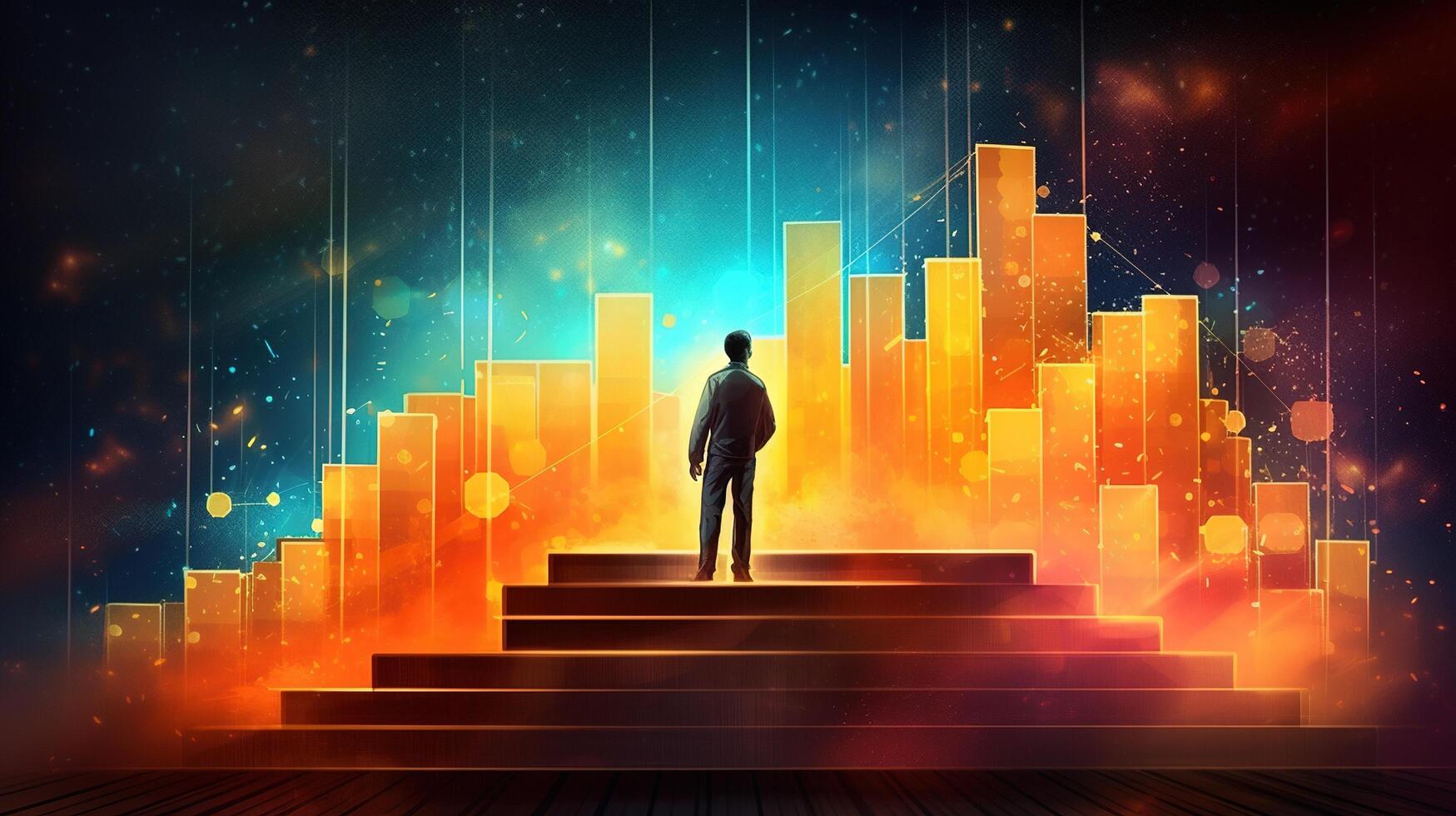 , stock market chart lines, financial graph on technology abstract background represent financial crisis, financial meltdown. Technology concept, trading market concept. photo
