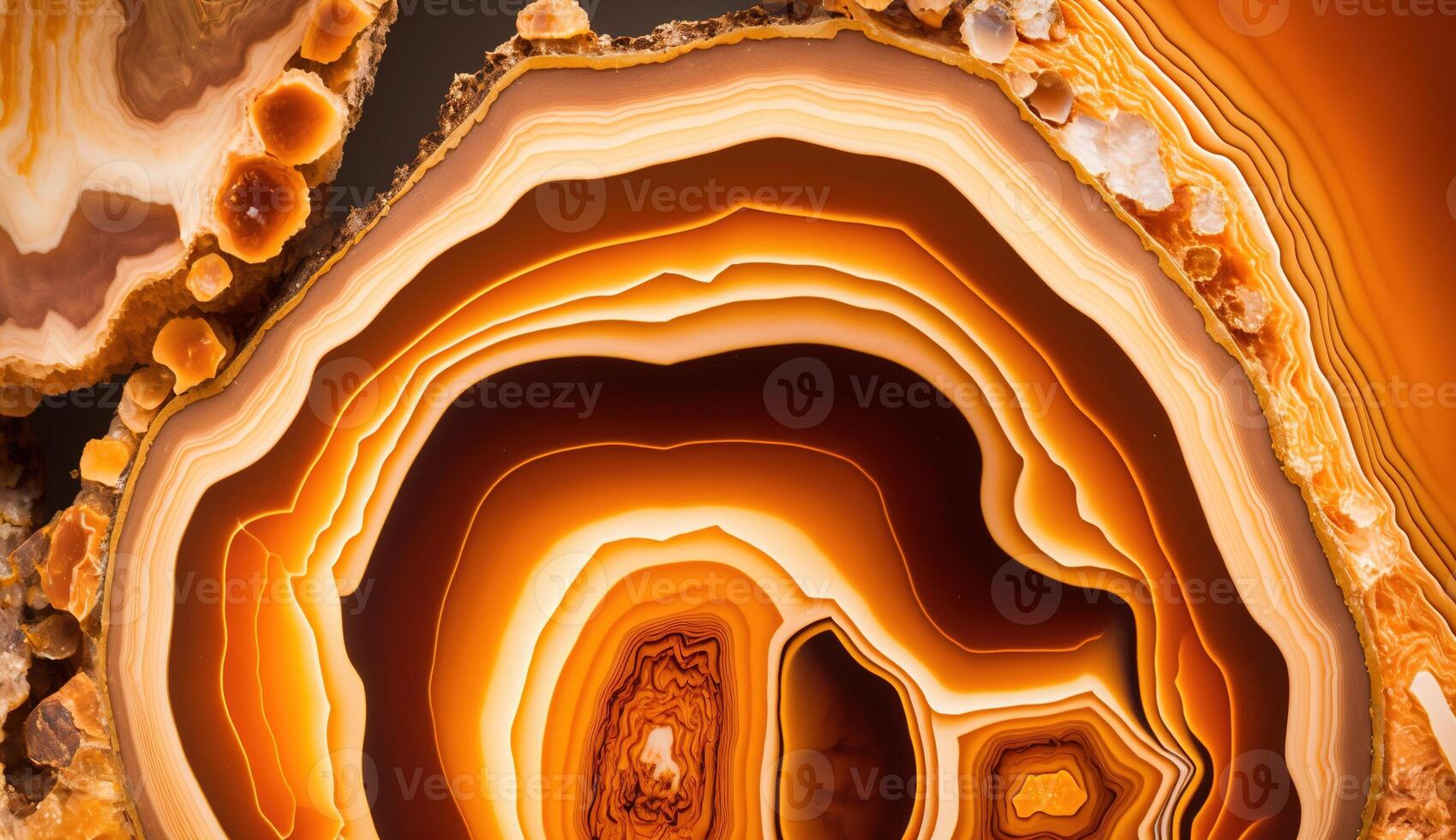 , natural volcanic agate stones close-up light orange, apricot crush and golden texture. Wallpaper background, quartz marble, decorative rock pattern. photo