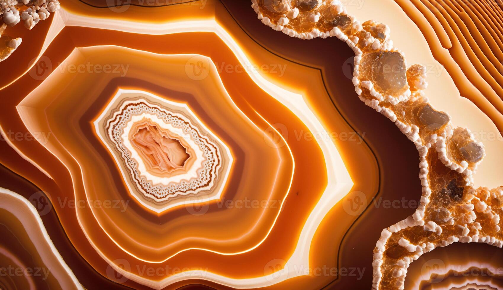 , natural volcanic agate stones close-up light orange, apricot crush and golden texture. Wallpaper background, quartz marble, decorative rock pattern. photo