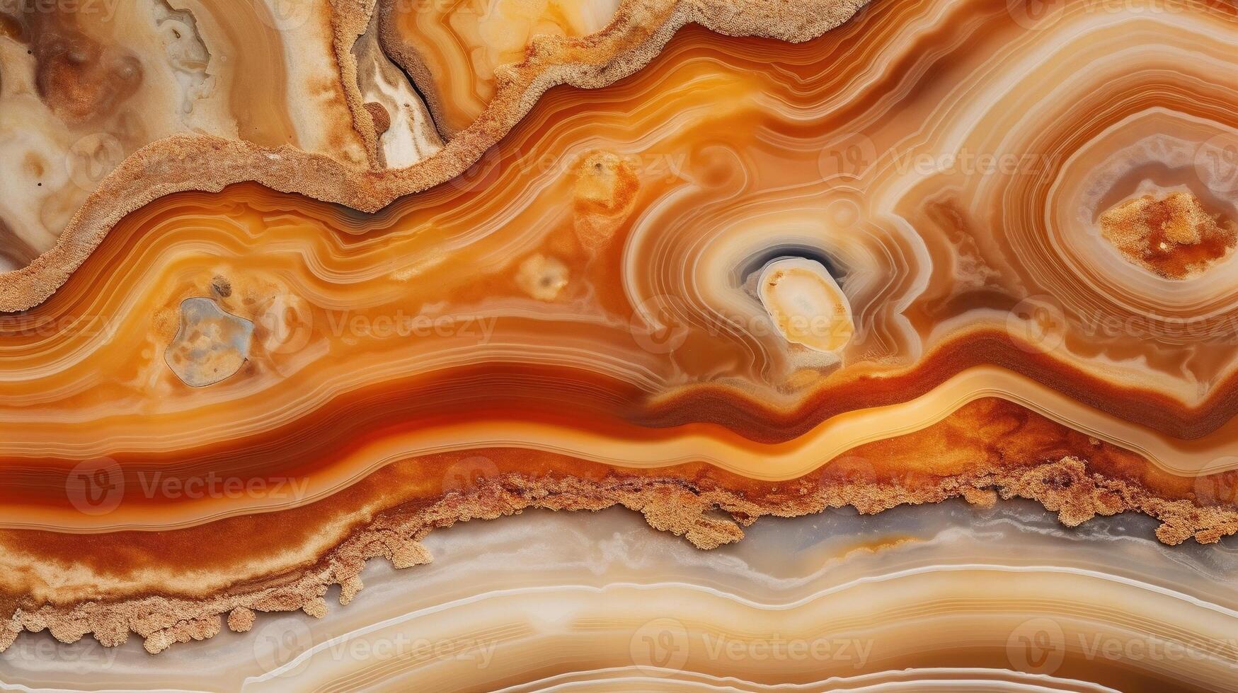 , natural volcanic agate stones close-up light orange, apricot crush and golden texture. Wallpaper background, quartz marble, decorative rock pattern. photo