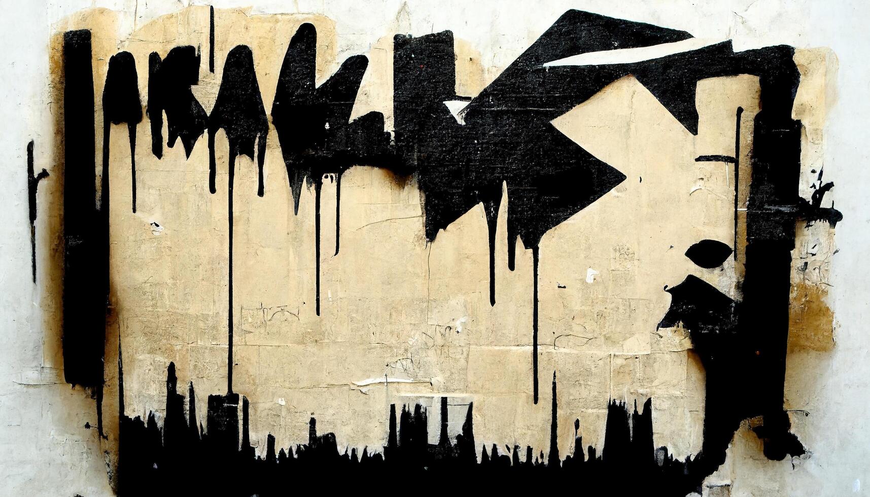 generativo ai, tinta negro calle pintada Arte en un texturizado papel Clásico fondo, inspirado por Banksy foto