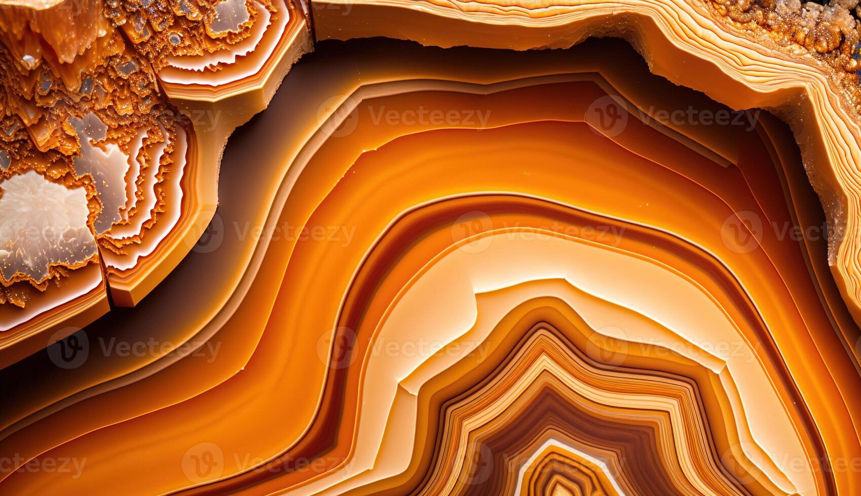 , natural volcanic agate stones close-up light orange, apricot crush and golden texture. Wallpaper background, quartz marble, decorative rock pattern. photo