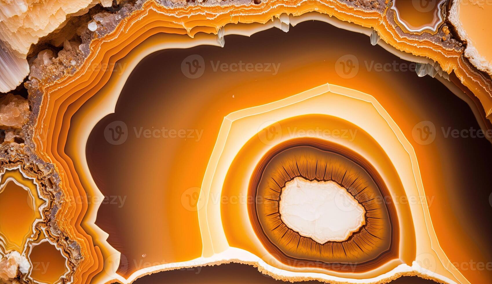 , natural volcanic agate stones close-up light orange, apricot crush and golden texture. Wallpaper background, quartz marble, decorative rock pattern. photo