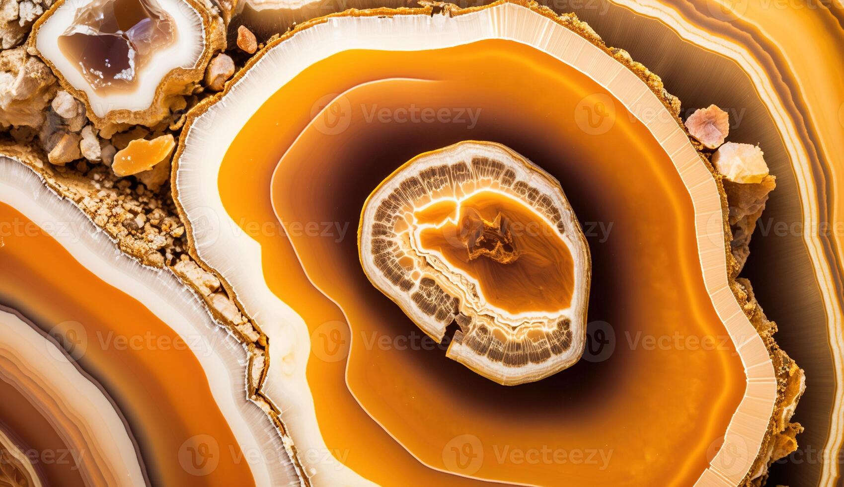 , natural volcanic agate stones close-up light orange, apricot crush and golden texture. Wallpaper background, quartz marble, decorative rock pattern. photo