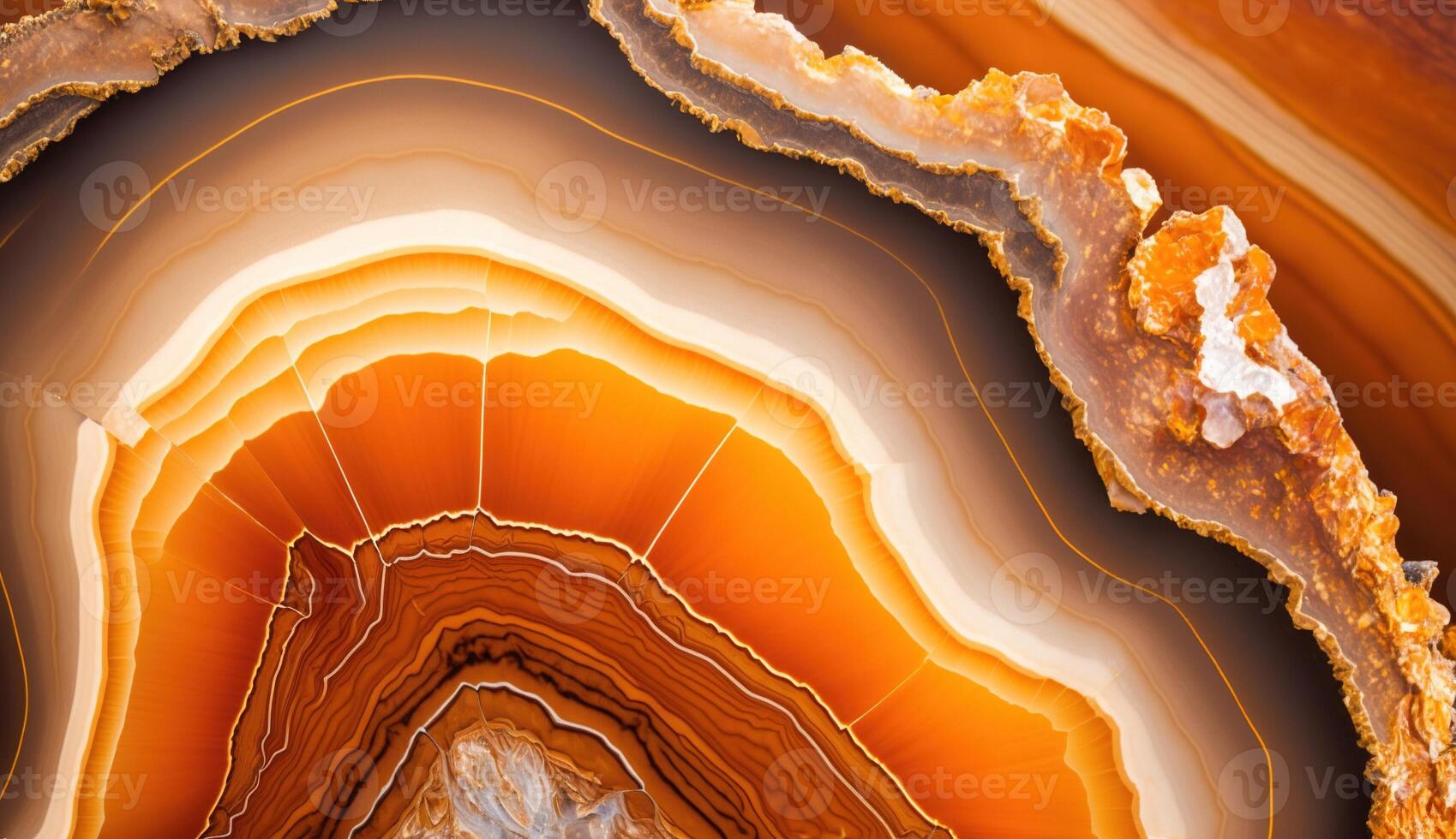 , natural volcanic agate stones close-up light orange, apricot crush and golden texture. Wallpaper background, quartz marble, decorative rock pattern. photo