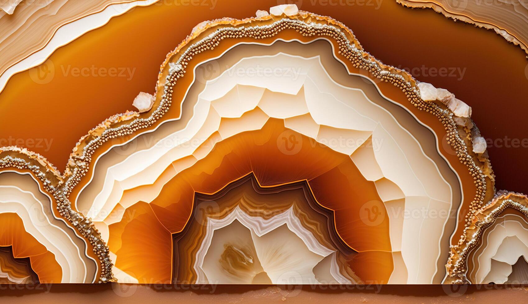 , natural volcanic agate stones close-up light orange, apricot crush and golden texture. Wallpaper background, quartz marble, decorative rock pattern. photo