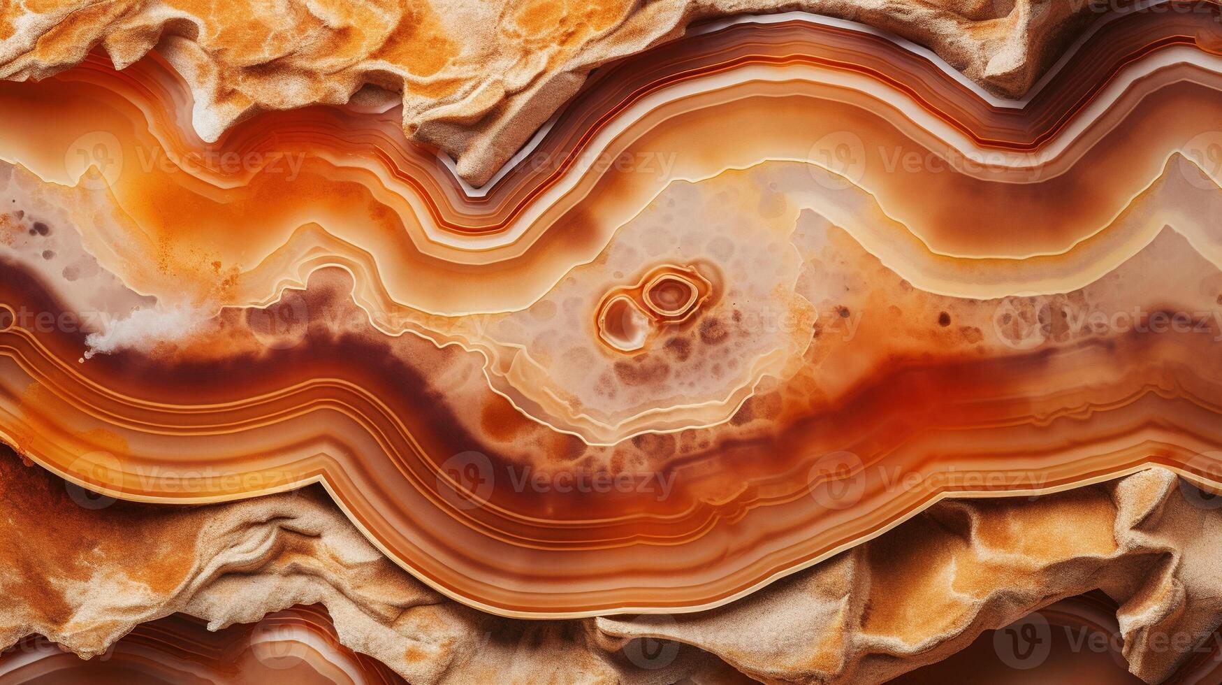 , natural volcanic agate stones close-up light orange, apricot crush and golden texture. Wallpaper background, quartz marble, decorative rock pattern. photo