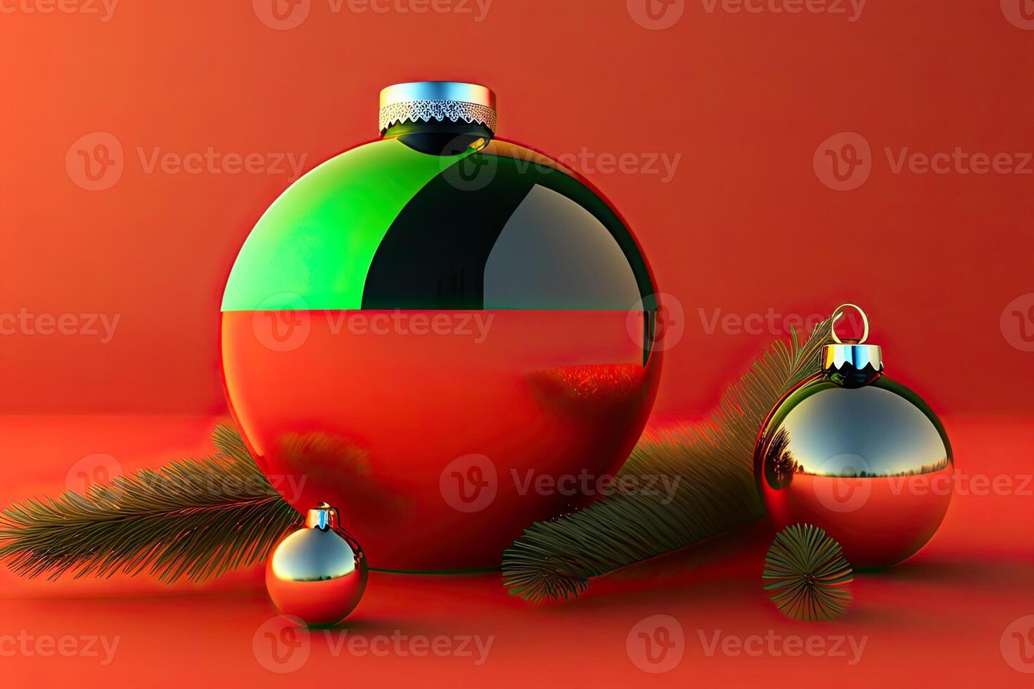 Christmas Tree Ball Toy on Red Background photo