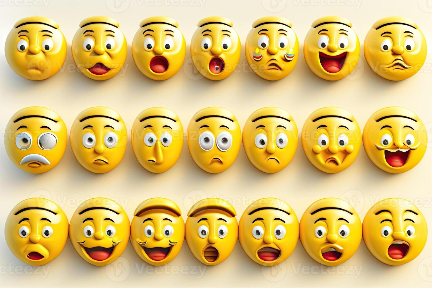 Yellow Emoji Set Faces. photo