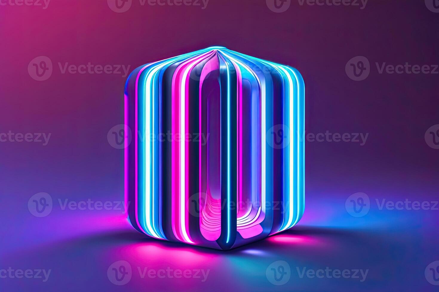 Neon Futuristic Cube photo