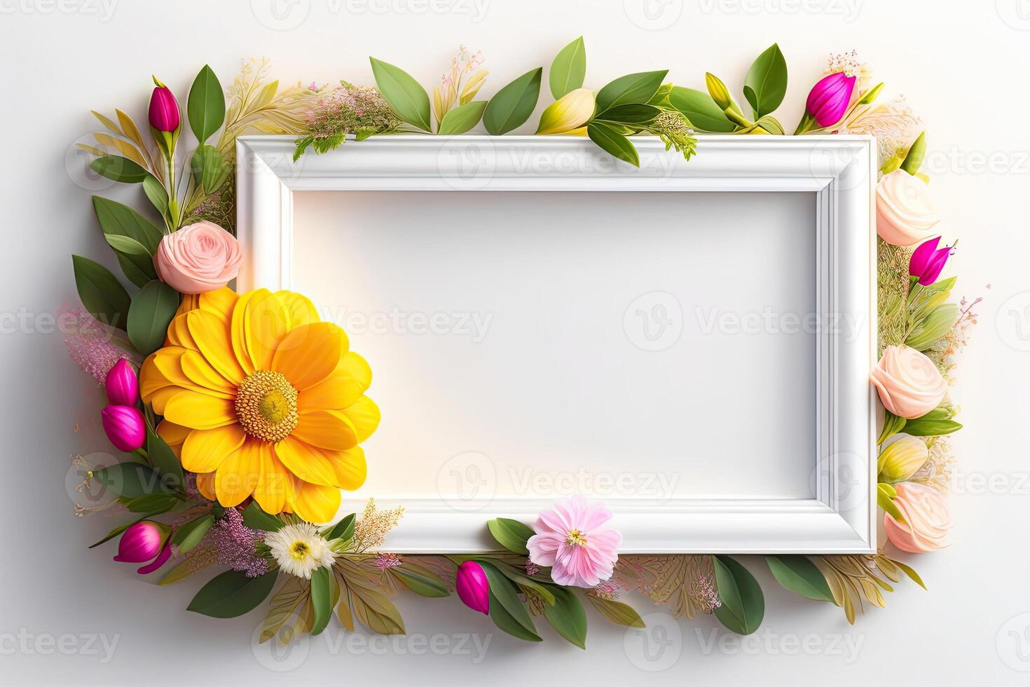 Frame Background Decorated with Flower Ornament photo